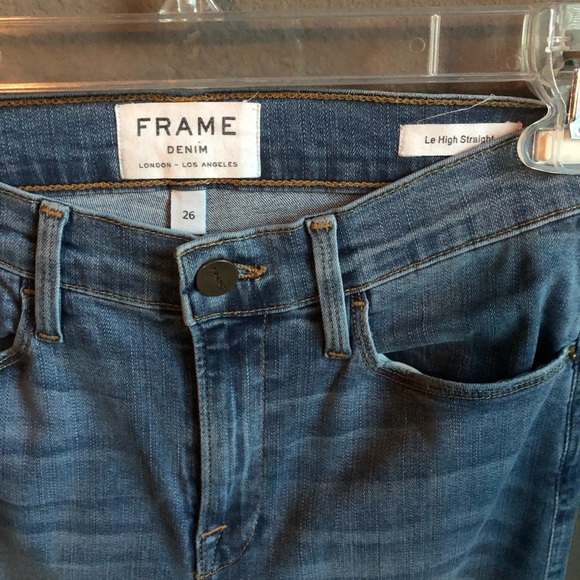 Frame Le High Straight Jeans Raw Hem Asymmetrical - Picture 6 of 8